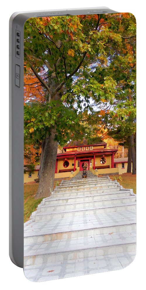 Mahayana Buddhist Temple Portable Battery Charger featuring the painting Mahayana Buddhist temple 1 by Jeelan Clark