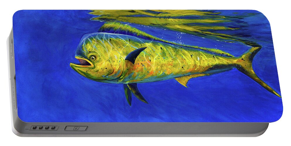 Mahi Mahi Portable Battery Charger featuring the painting Mahi Mahi Fish by Donna Tucker