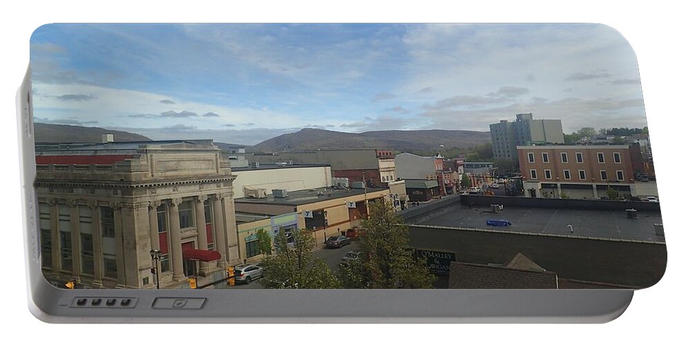 Pittston Portable Battery Charger featuring the photograph Main St to the Mountains  by Christina Verdgeline