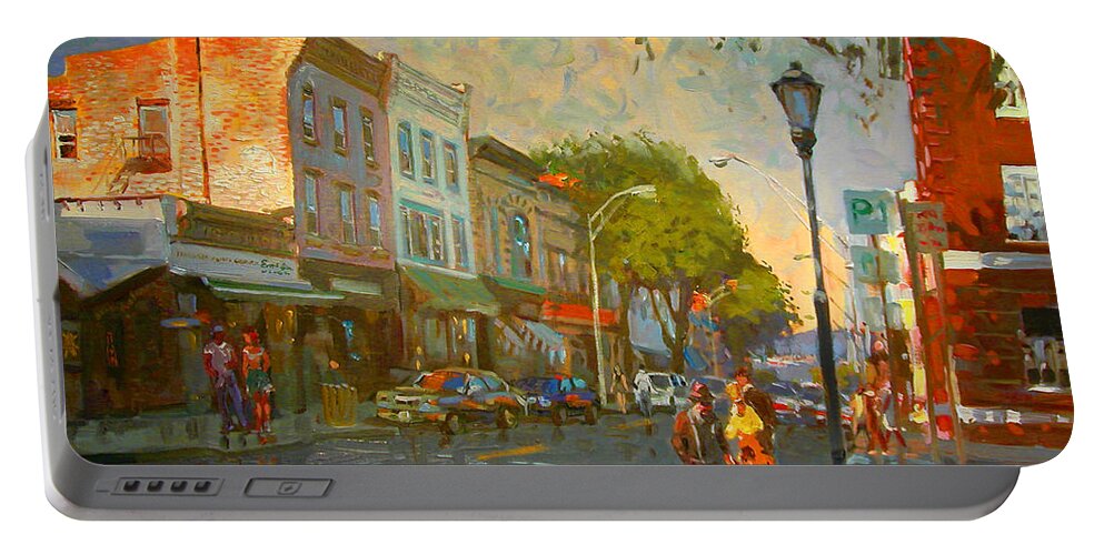 Main Street Portable Battery Charger featuring the painting Main Street Nyack NY by Ylli Haruni