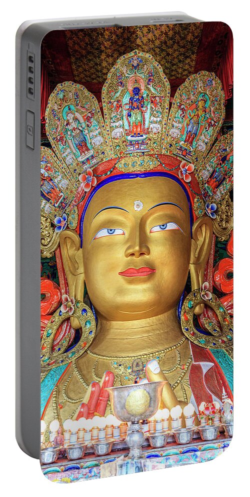 Asia Portable Battery Charger featuring the photograph Maitreya Buddha statue by Alexey Stiop