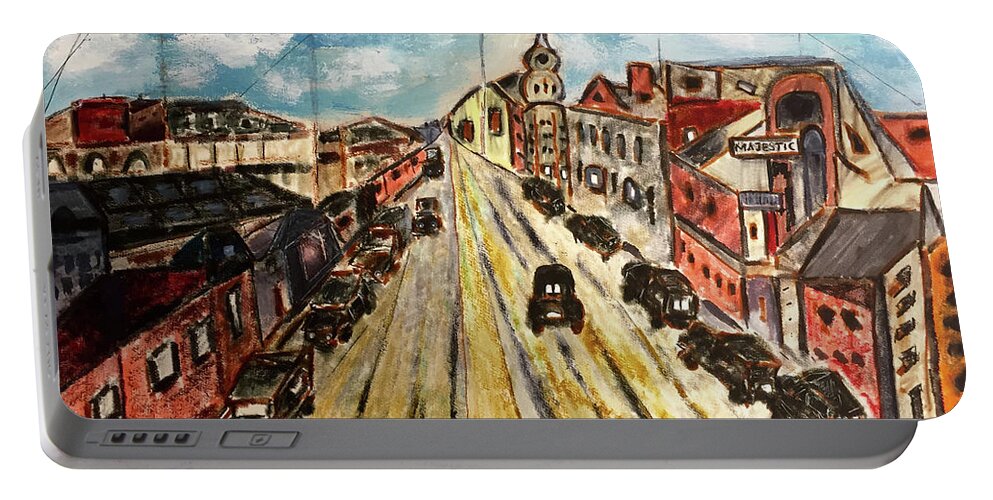 Contemporary Impression Portable Battery Charger featuring the drawing Majestic by Dennis Ellman