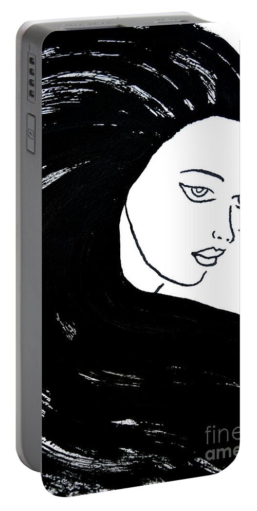 Masartstudio Portable Battery Charger featuring the painting Majestic Lady J0715A by Mas Art Studio