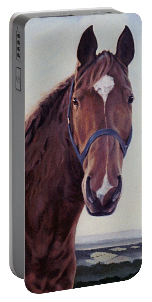 Horse Portable Battery Charger featuring the painting Majestic Roger- Chestnut Horse by Gillian Owen