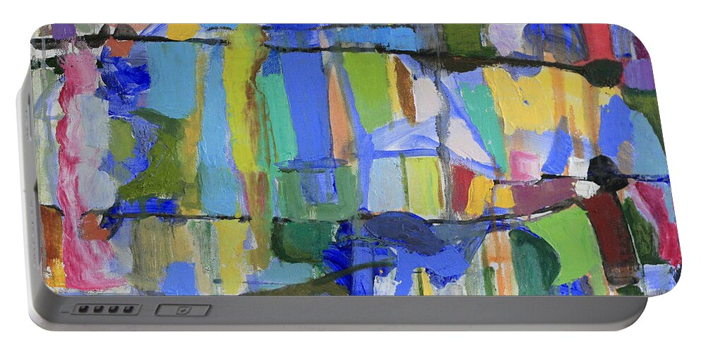 Abstract Portable Battery Charger featuring the painting Make It Snappy by David Zimmerman