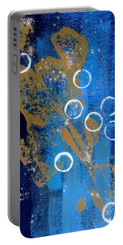 Abstract Portable Battery Charger featuring the painting Making Tracks One by Louise Adams