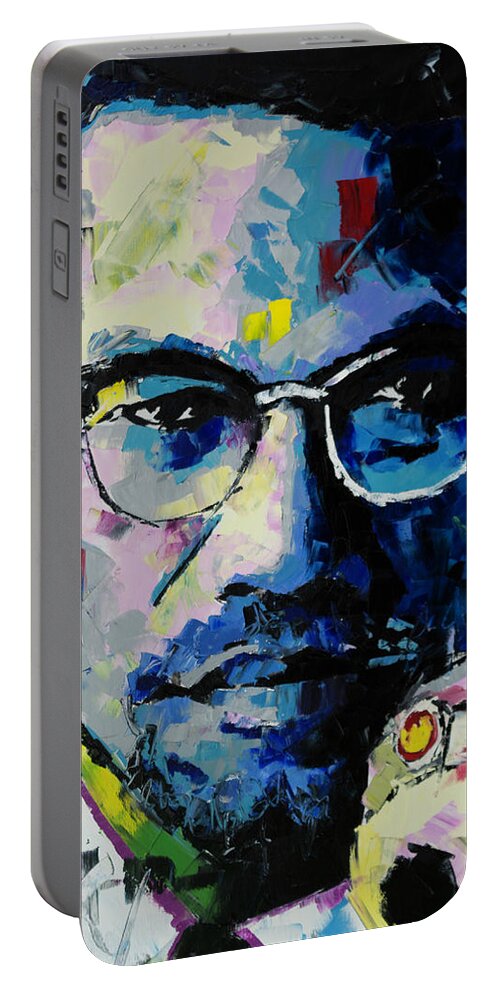 Malcolm X Portable Battery Charger featuring the painting Malcolm X by Richard Day
