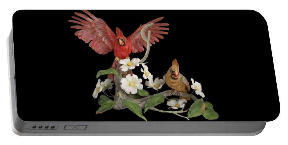 Northern Cardinal Portable Battery Charger featuring the digital art Male and Female Cardinals by Walter Colvin