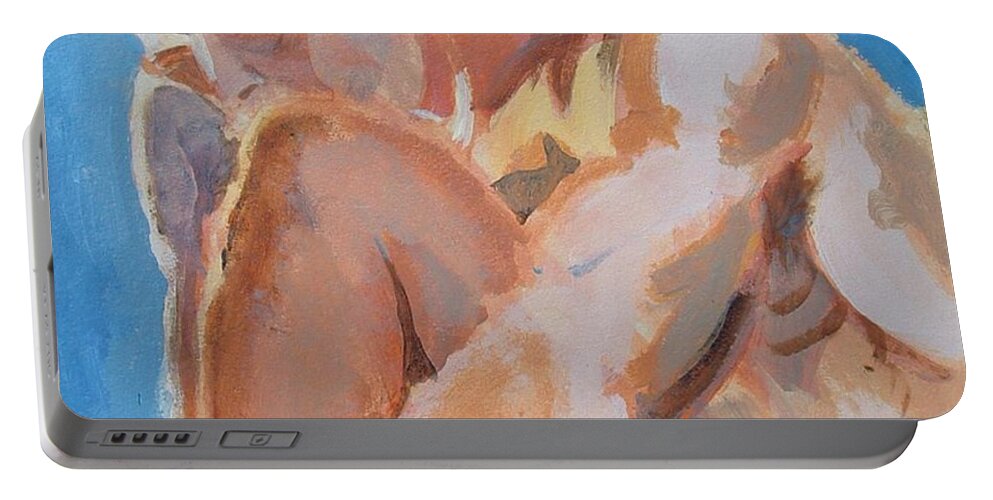Male Nude Portable Battery Charger featuring the painting Male Nude Painting by Mike Jory