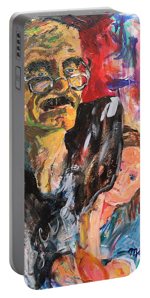 Portrait Portable Battery Charger featuring the painting Man and child by Madeleine Shulman
