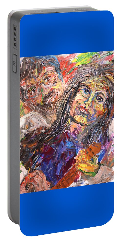 Portraits Portable Battery Charger featuring the painting Man behind the women by Madeleine Shulman