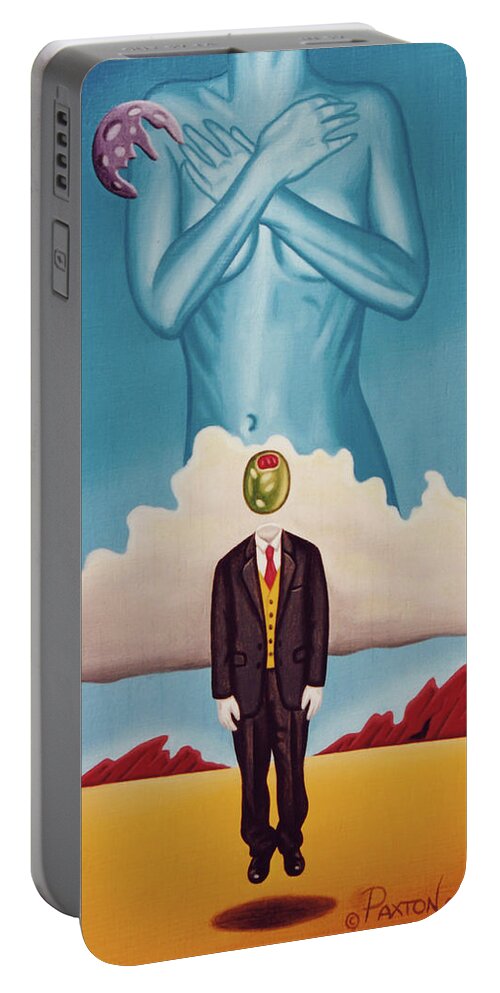  Portable Battery Charger featuring the painting Man Dreaming of Woman by Paxton Mobley