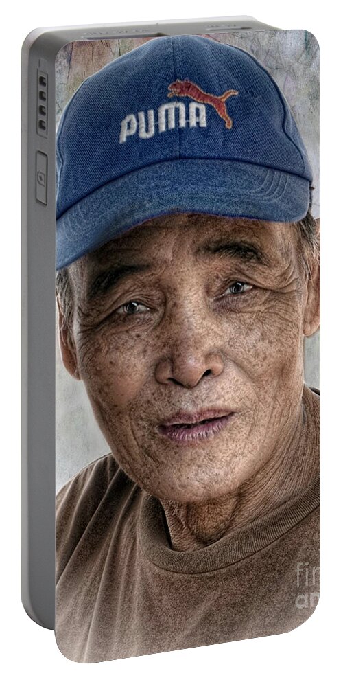 Thailand Portable Battery Charger featuring the digital art Man In The Cap by Ian Gledhill