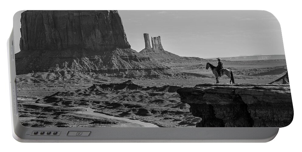 Monument Valley Portable Battery Charger featuring the photograph Man on Horse Monument Valley by John McGraw