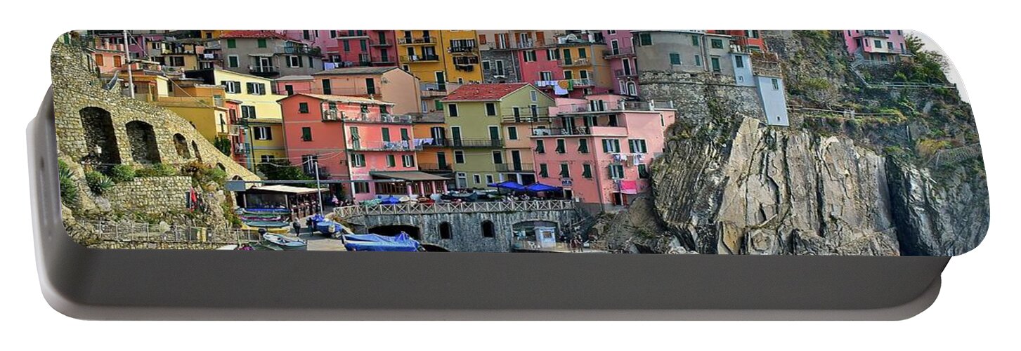Manarola Portable Battery Charger featuring the photograph Manarola Cinque Terre Italy by Frozen in Time Fine Art Photography