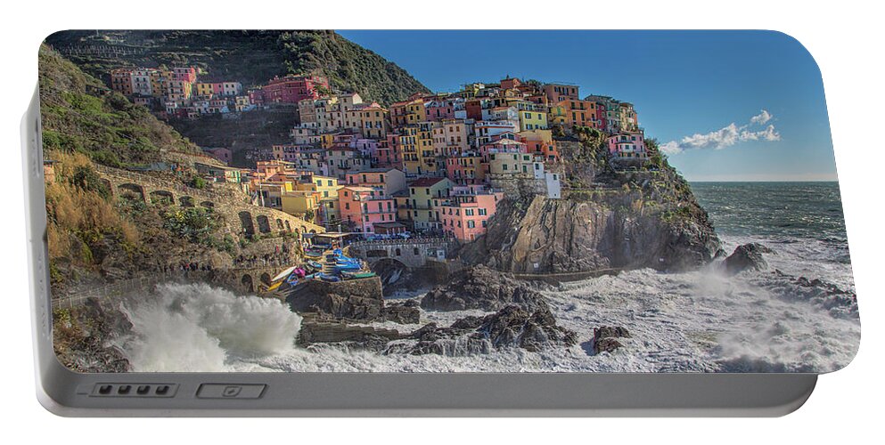 Italy Portable Battery Charger featuring the photograph Manarola in Cinque Terre by Cheryl Strahl