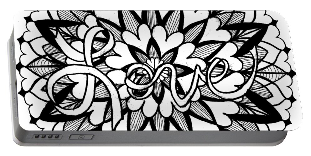 Mandala Portable Battery Charger featuring the digital art Mandala #12 - Love on the Inside by Eseret Art