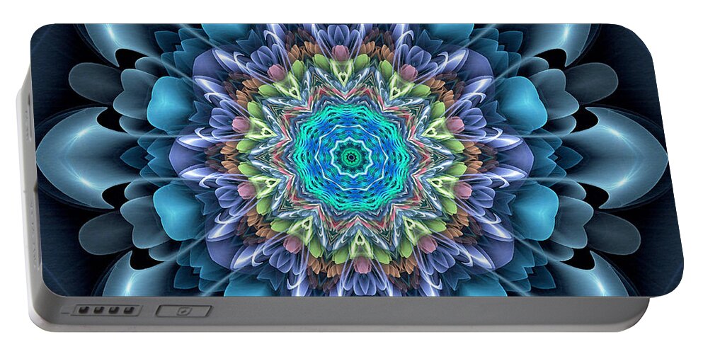 Mandala Flower Portable Battery Charger featuring the painting Mandala Flower 4 by Jeelan Clark