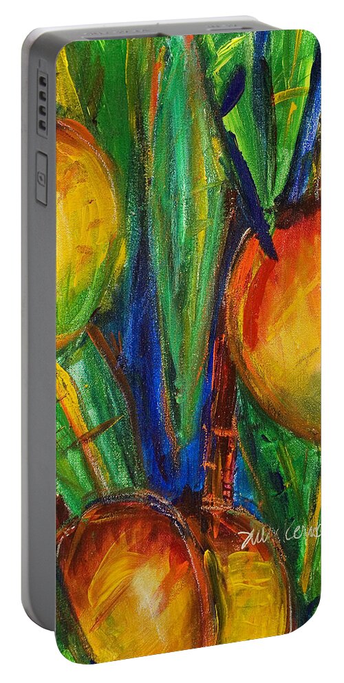 A4-csm0143 Portable Battery Charger featuring the painting Mango Tree by Julie Kerns Schaper - Printscapes