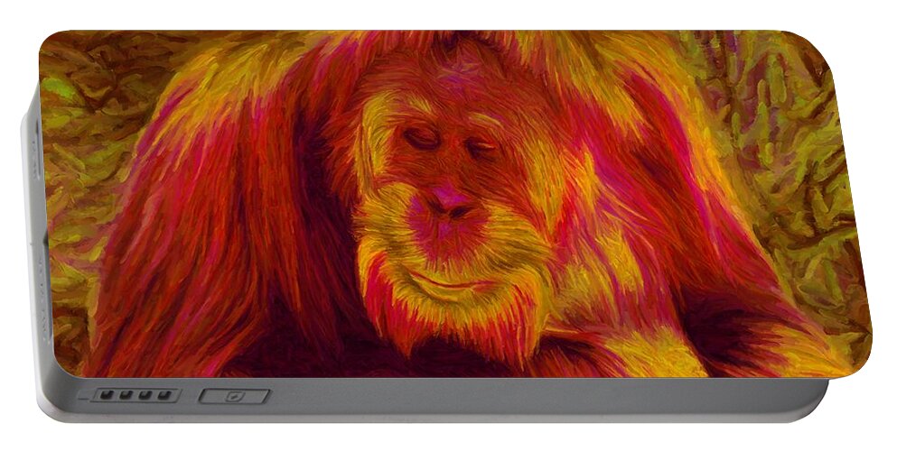 Orangutan Portable Battery Charger featuring the digital art Mangotan by Caito Junqueira
