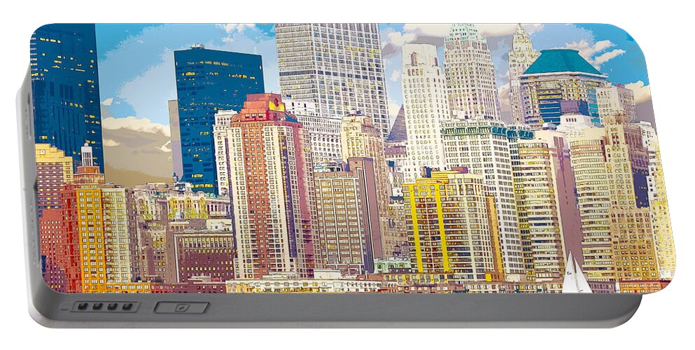 New York Portable Battery Charger featuring the digital art Manhattan Skyline New York City by Anthony Murphy