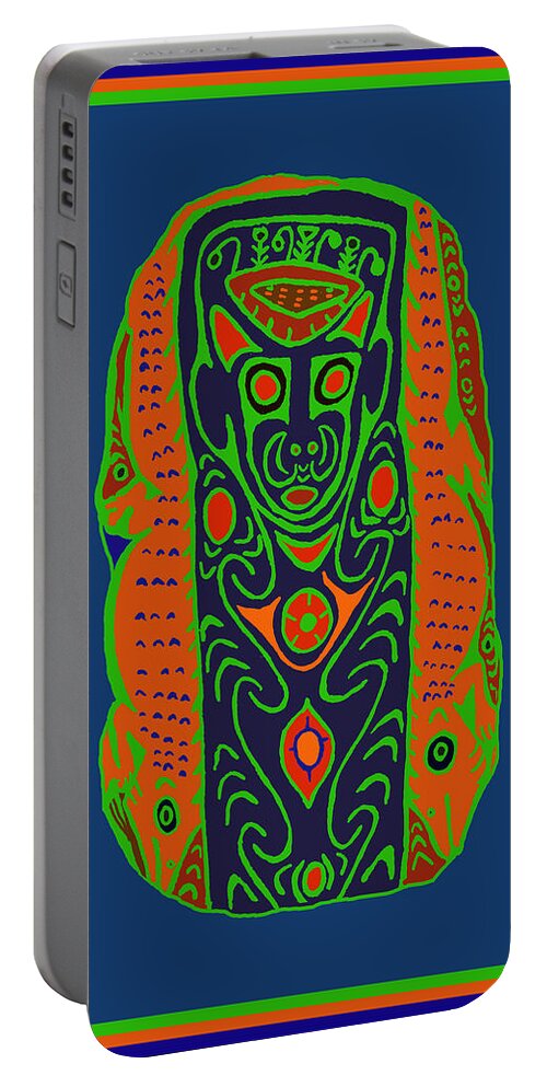 Maori Ancestral Spirit Portable Battery Charger featuring the digital art Maori Ancestral Spirit by Vagabond Folk Art - Virginia Vivier