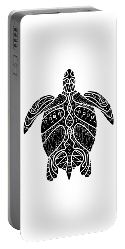 Maori Portable Battery Charger featuring the digital art Maori Turtle by Piotr Dulski