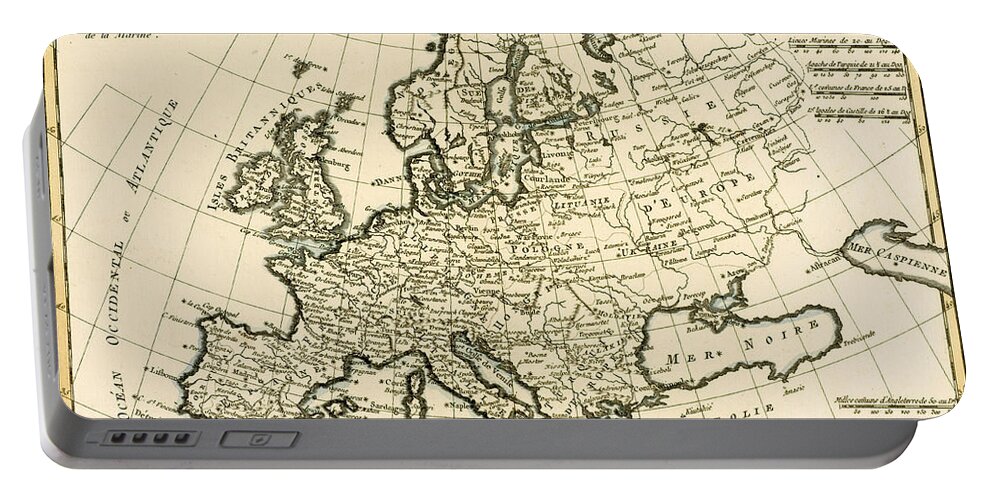 Maps Portable Battery Charger featuring the drawing Map of Europe by Guillaume Raynal 