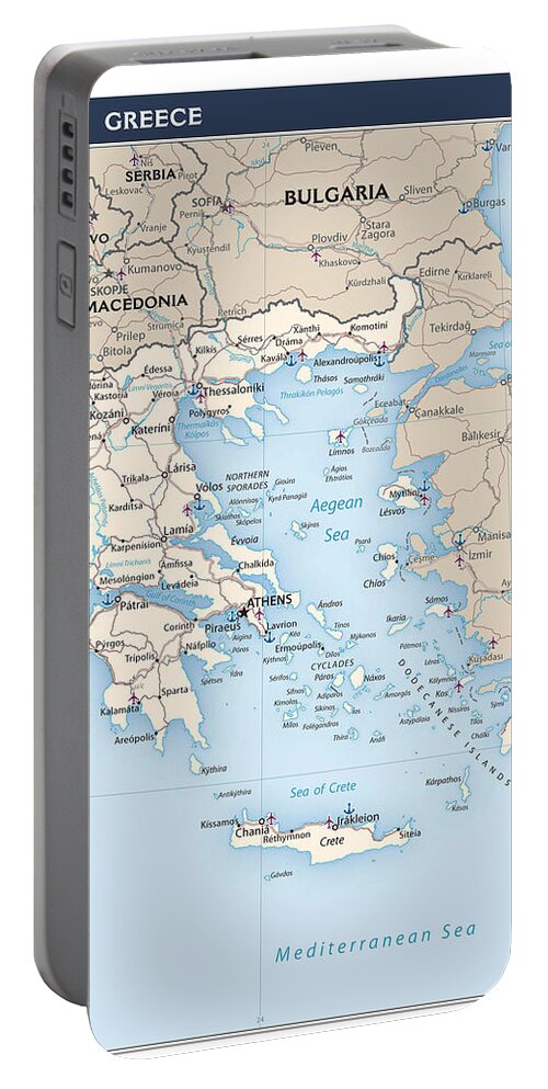 Albania Portable Battery Charger featuring the photograph Map of Greece 2 by Roy Pedersen