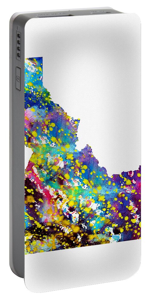 Idaho Portable Battery Charger featuring the digital art Map of Idaho-colorful by Erzebet S