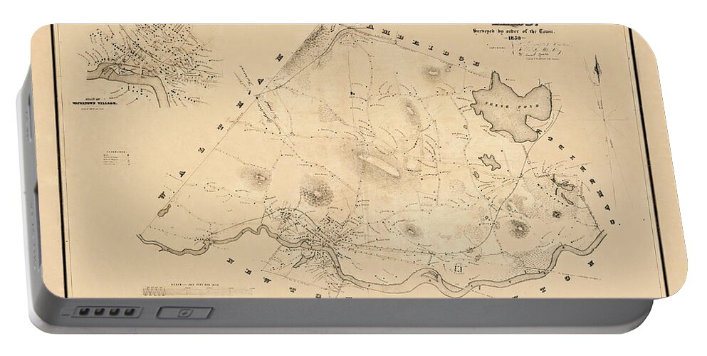 Watertown Portable Battery Charger featuring the photograph Map Of Watertown 1850 by Andrew Fare