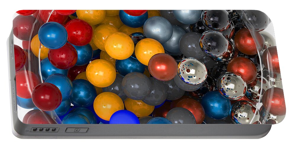 Abstract Portable Battery Charger featuring the digital art Marbles at rest by William Ladson