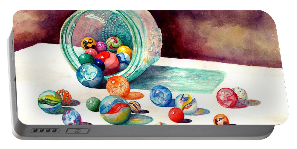 Marble Portable Battery Charger featuring the painting Marbles by Sam Sidders