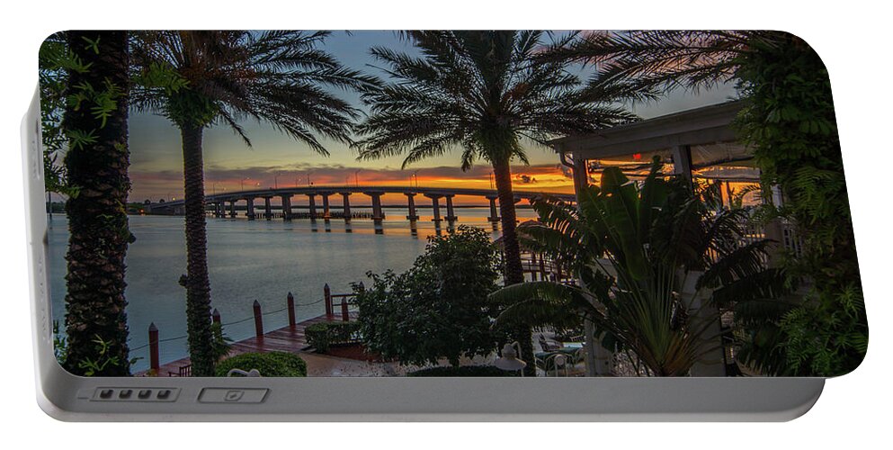 Sunrise Portable Battery Charger featuring the photograph Marco Island Yacht Club by Joey Waves