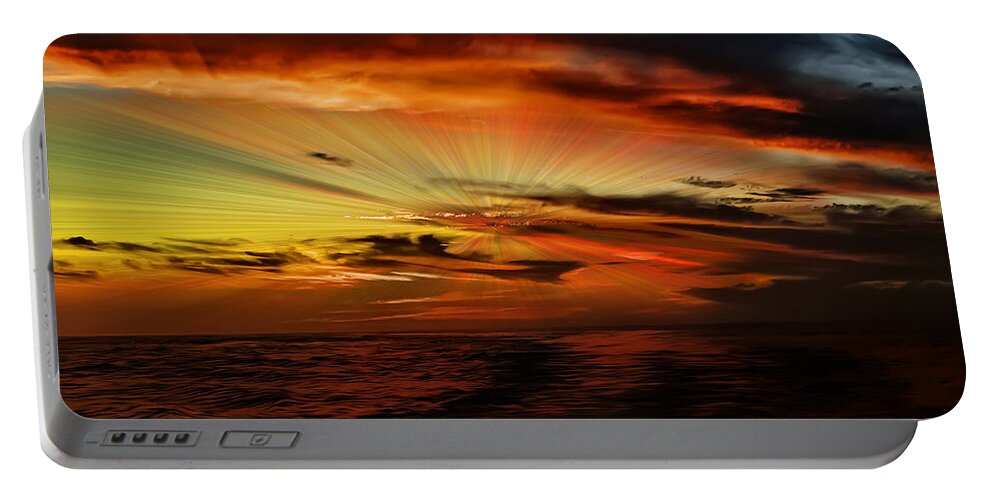 Coast Portable Battery Charger featuring the photograph Marco Sunset Rays by Mark Myhaver