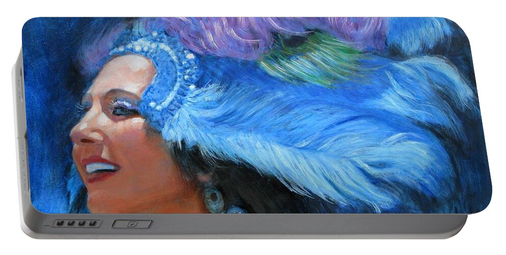 Mardi Gras Portable Battery Charger featuring the painting Mardi Gras Girl by Sue Halstenberg