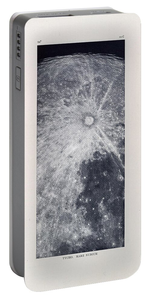 Celestial Chart Portable Battery Charger featuring the drawing Mare Nubium - Sea of Clouds - Surface of the moon - Lunar Surface - Old Atlas - Celestial Chart 05 by Studio Grafiikka