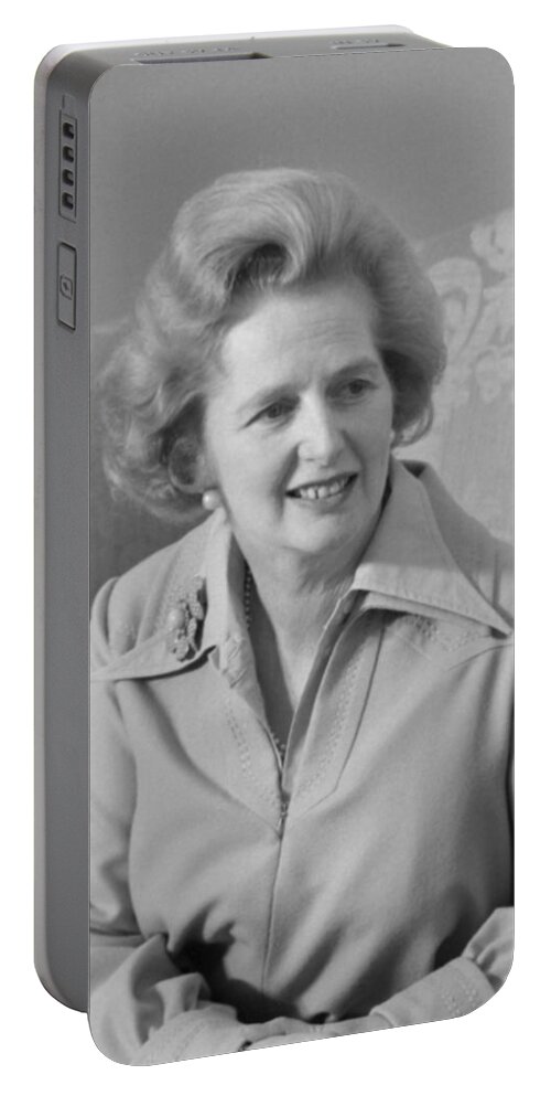 Margaret Thatcher Portable Battery Charger featuring the photograph Margaret Thatcher by War Is Hell Store