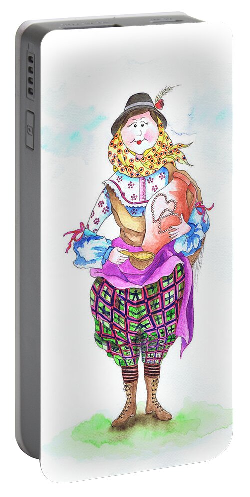 Portugal Portable Battery Charger featuring the painting Maria do Alentejo by Isabel Salvador