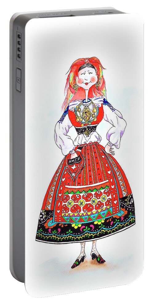 Portugal Portable Battery Charger featuring the painting Maria do Minho by Isabel Salvador