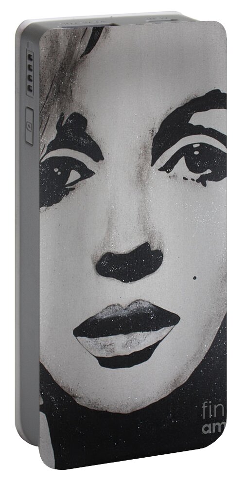 Amazing Portable Battery Charger featuring the mixed media MARILYN MONROE Diamonds by Kathleen Artist PRO
