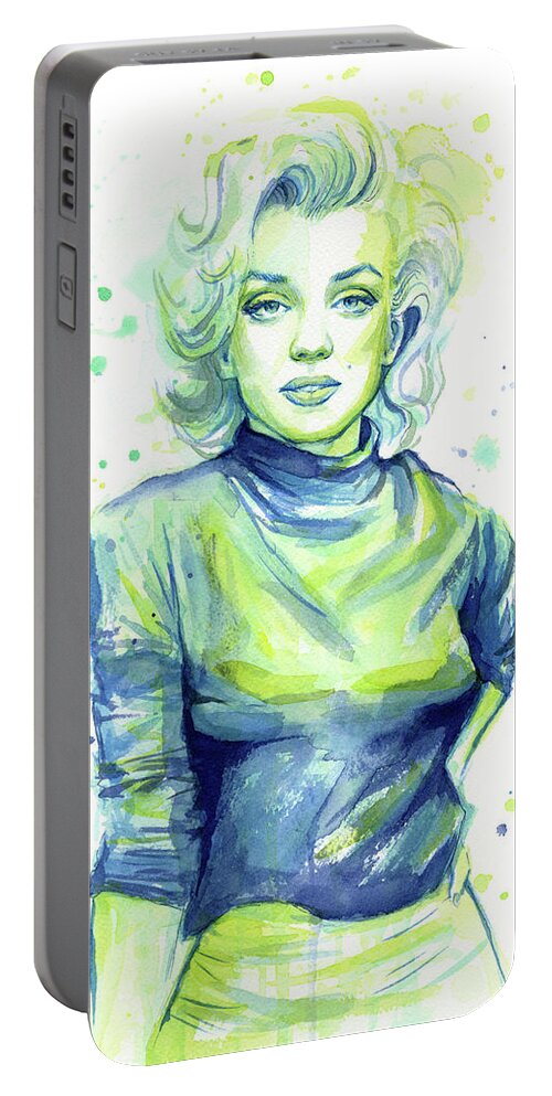 Iconic Portable Battery Charger featuring the painting Marilyn Monroe by Olga Shvartsur