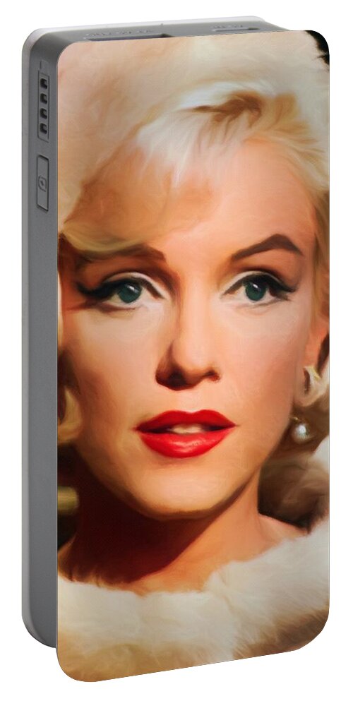 Marilyn Monroe Portable Battery Charger featuring the painting Marilyn Monroe by Vincent Monozlay
