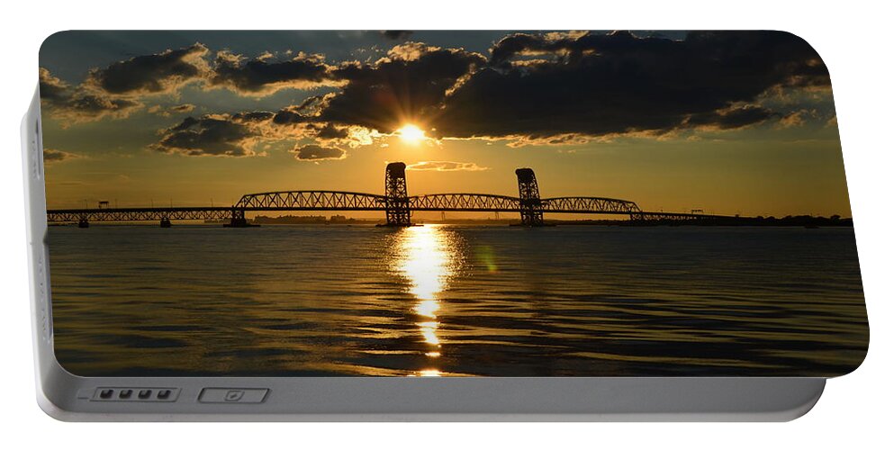 Marine Park Portable Battery Charger featuring the photograph Marine Park Gil Hodges Bridge by Maureen E Ritter