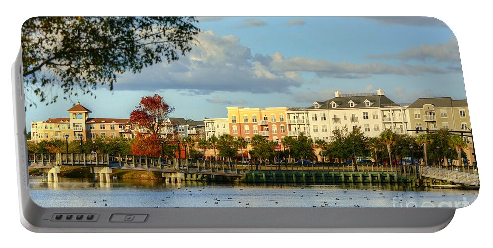 Scenic Portable Battery Charger featuring the photograph Market Common Myrtle Beach by Kathy Baccari