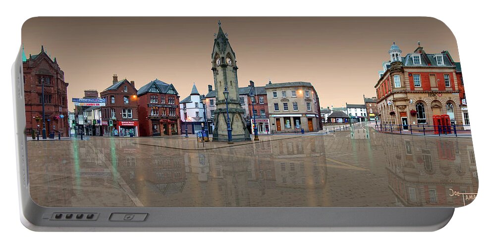 Penrith Portable Battery Charger featuring the digital art Market Square Penrith by Joe Tamassy