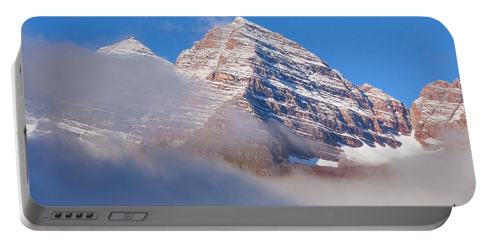 Maroon Bells Portable Battery Charger featuring the photograph Maroon Peak Lifting Fog by Darren White