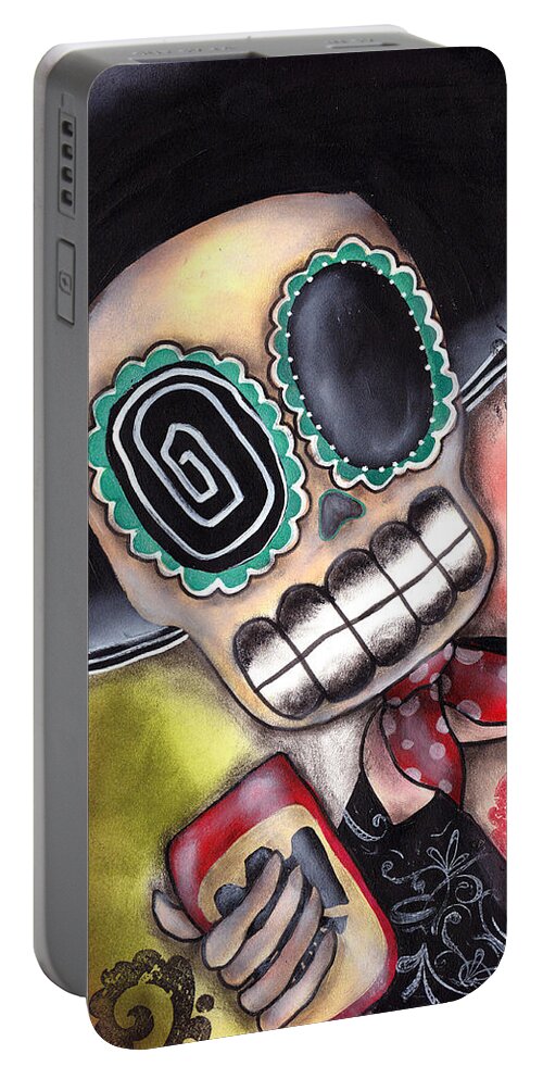 Mariachi Portable Battery Charger featuring the painting Martin Mariachi by Abril Andrade