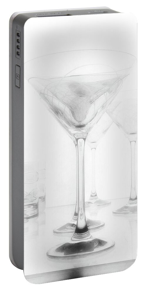 Newel Hunter Portable Battery Charger featuring the photograph Martini Glassware2 by Newel Hunter
