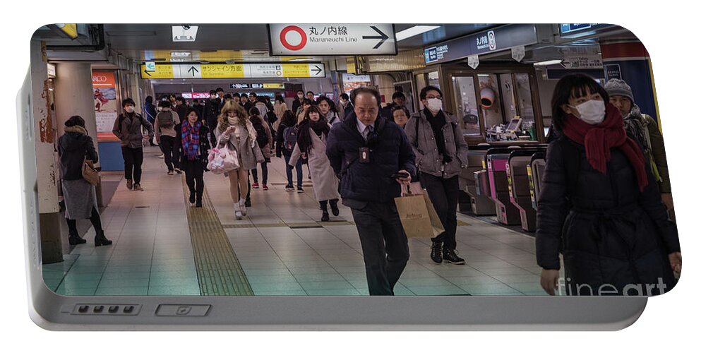 Pedestrians Portable Battery Charger featuring the photograph Marunouchi Line, Tokyo Metro Japan by Perry Rodriguez